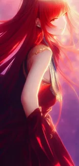 Anime character with red hair in a dreamy setting mobile wallpaper.