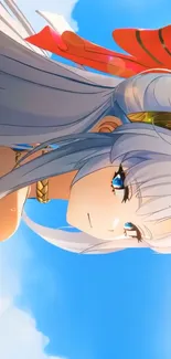 Elegant anime character with vibrant colors in a mobile wallpaper.