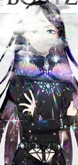 Elegant anime character in a glittering black outfit.