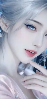 Elegant anime character with floral accents.