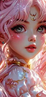 Anime girl with pink hair and intricate design features.