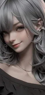 Anime girl with silver hair in a detailed portrait.