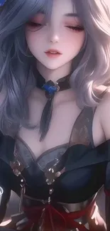 Anime girl with elegant attire.