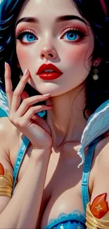 Anime-inspired portrait of a character with blue eyes and red lips.