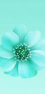 Aqua flower on light blue background mobile wallpaper.