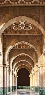 Elegant mobile wallpaper featuring detailed arches in a warm, earthy tone design.