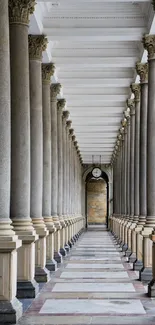 Symmetrical hallway with classical columns.