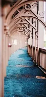 Elegant pathway with arches in rustic tones on wallpaper.