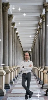 Elegant archway corridor with marble columns.