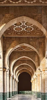 Intricate archway with beige tones and ornate design elements.