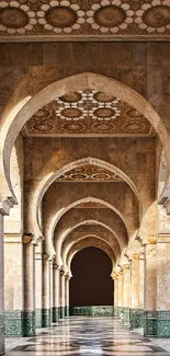 Elegant archway with intricate patterns in beige tones.