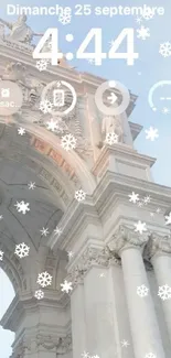 Archway with snowflakes wallpaper for phones.