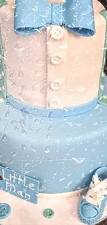 Baby shower cake with pastel blue decoration and rain effect.