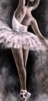 Elegant ballerina performing a graceful dance in monochrome art style.