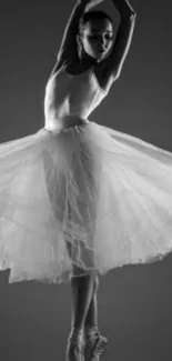 Monochrome image of an elegant ballerina in pose.