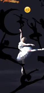 Ballerina with artistic silhouettes mobile wallpaper.