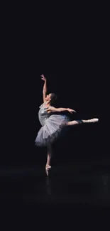 Elegant ballet dancer in graceful pose against a black background.