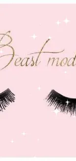 Elegant Beast Mode wallpaper with eyelashes on pink.