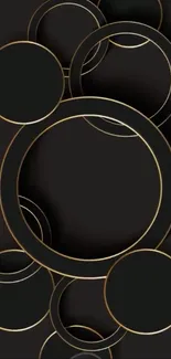 Black and gold circles mobile wallpaper with overlapping design.