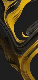 Abstract black and gold flowing wallpaper design.