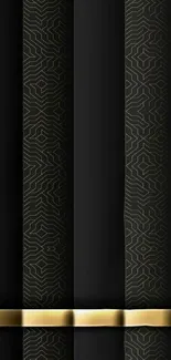 Elegant black and gold phone wallpaper with geometric lines.