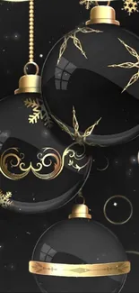 Elegant black and gold ornaments wallpaper design.