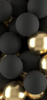 Black and gold spheres create a luxurious mobile wallpaper.