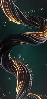 Elegant black spiral with gold highlights wallpaper.