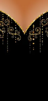 Elegant gold and black mobile wallpaper design.