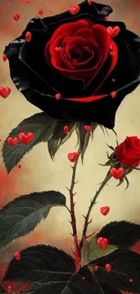 Black and red rose art wallpaper for phones.