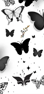 Black and white butterfly wallpaper for mobile.