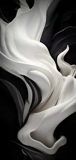 Elegant abstract black and white mobile wallpaper with flowing design.