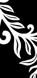 Black and white floral pattern wallpaper.