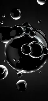 Sleek black bubbles on a dark background, perfect for elegant phone wallpaper.