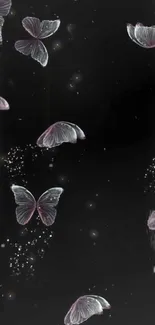 Ethereal butterflies on a black wallpaper