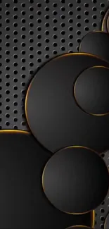 Black circles with golden highlights on dotted background wallpaper.