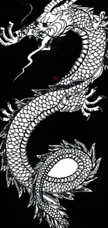 Intricate black dragon wallpaper design.