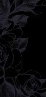 Elegant black floral wallpaper with rose details.