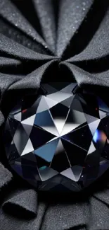 Sparkling black diamond on textured background