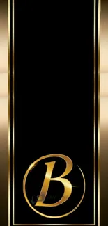 Elegant black and gold mobile wallpaper with monogram design.