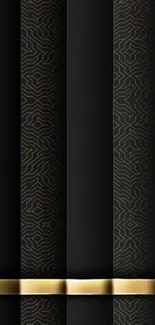 Elegant black and gold mobile wallpaper with geometric patterns.