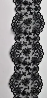 Elegant black lace with intricate floral patterns for mobile wallpaper.