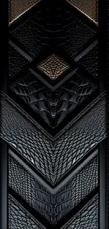 Elegant black leather pattern with geometric designs.