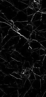 Sophisticated black marble wallpaper with intricate white veins.