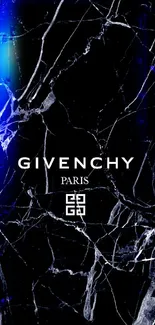 Elegant black marble phone wallpaper with Givenchy logo.