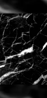 Black marble wallpaper with white veins for mobile phone.