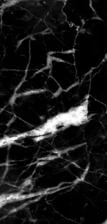 Elegant black marble wallpaper with striking white veining.