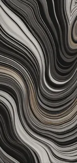 Abstract black, white, and gray marble wave pattern wallpaper.