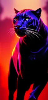 Elegant black panther with vibrant colors as phone wallpaper.