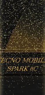 Elegant black and gold TECNO Spark 8C wallpaper.